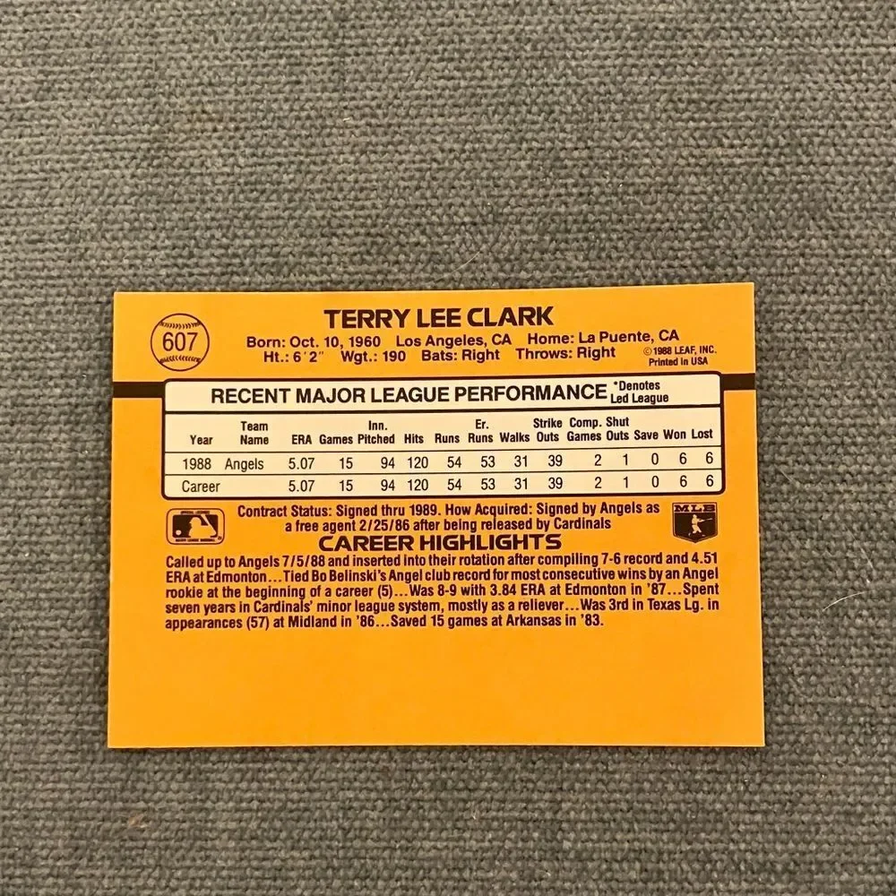 1989 Donruss Anaheim Angels Baseball Card Trading Card